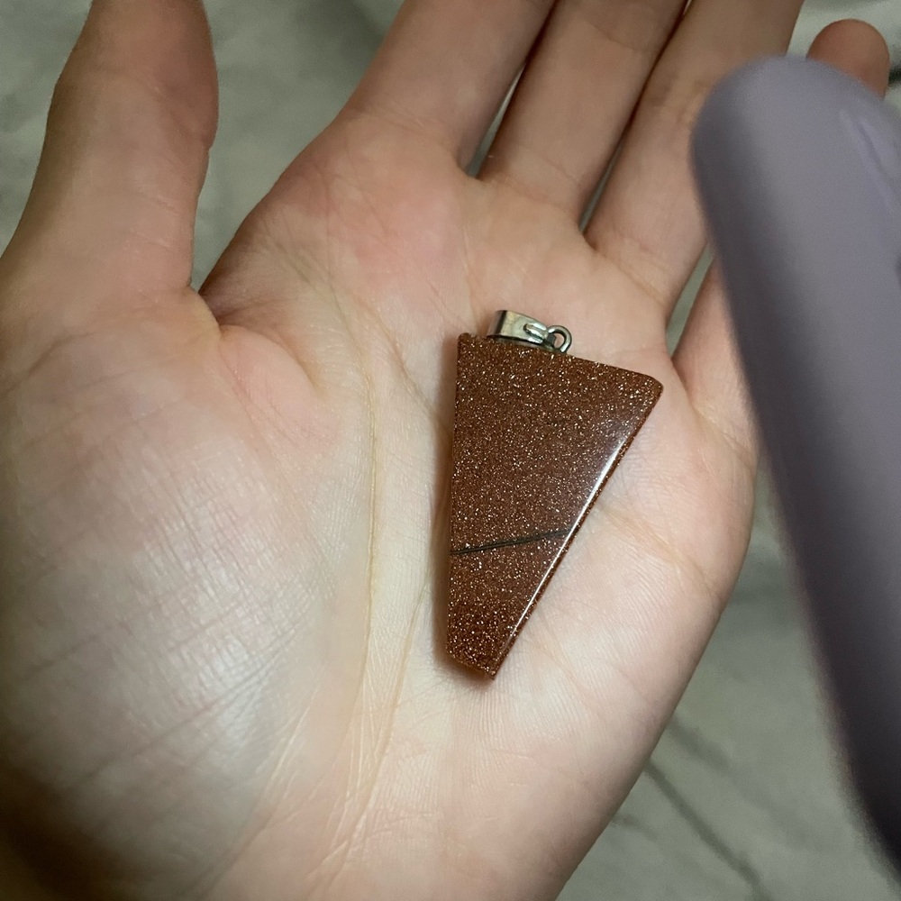 Sunstone Triangle Pendant Necklace - Women's Jewelry - Picture 3 of 3